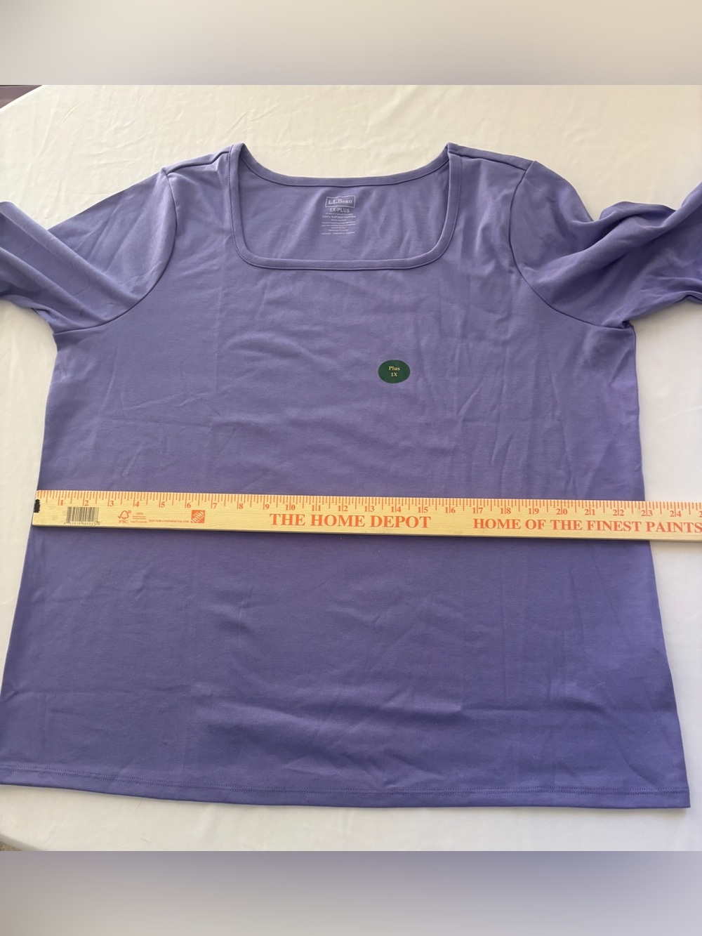 LL Bean Purple 100% Cotton Square Neck Top Women’s 1X New with Tags - Picture 8 of 13